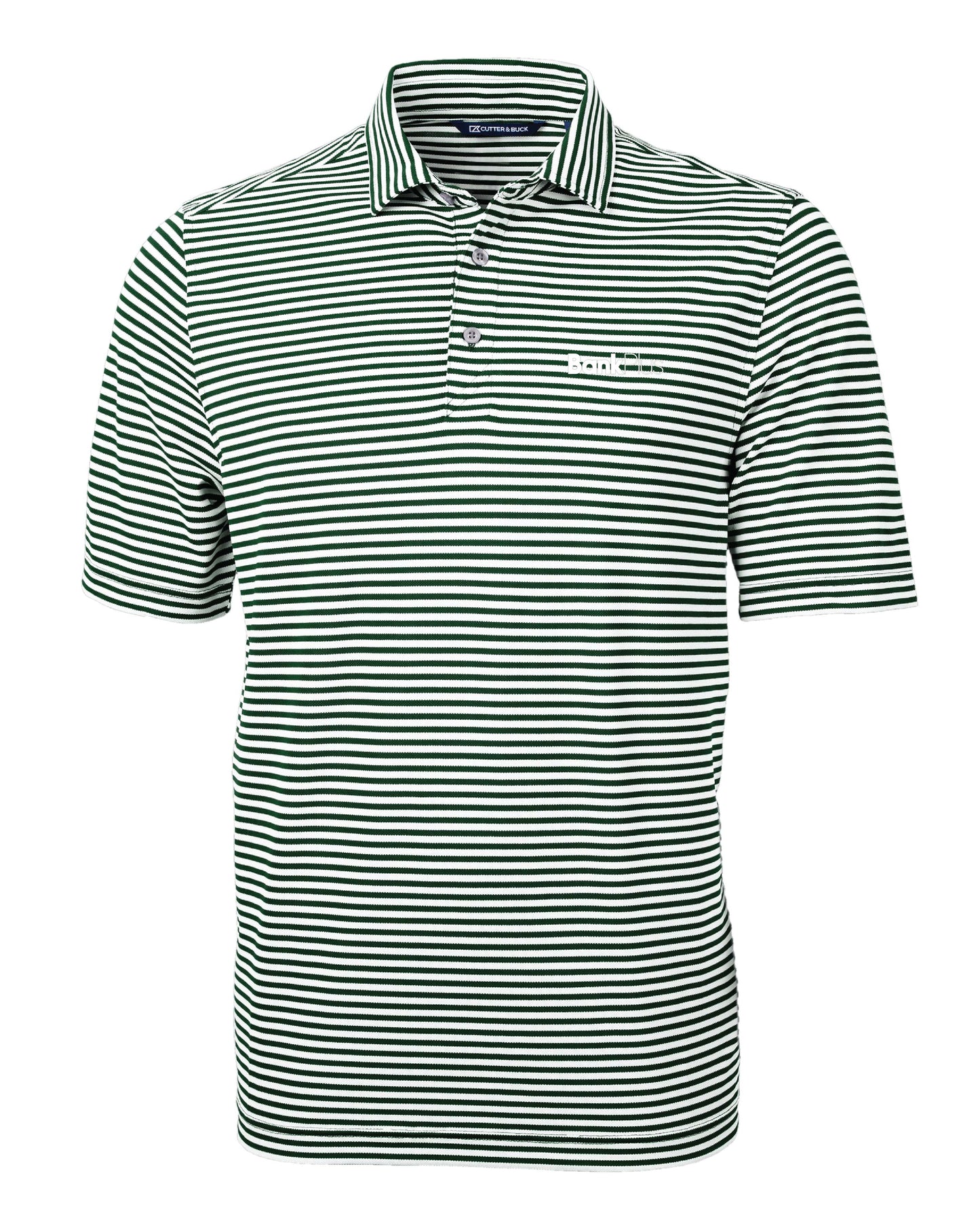 (New Hire) Mens Cutter & Buck Eco Pique Stripe Polo - Hunter/White